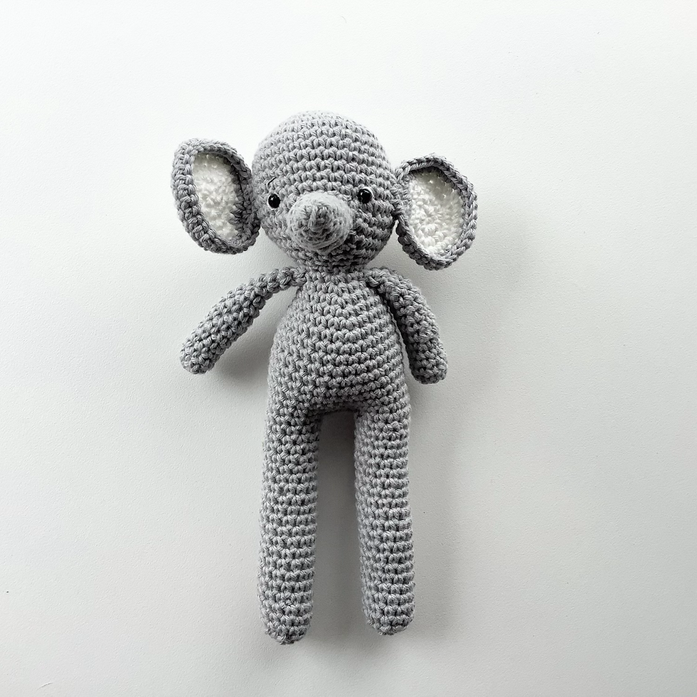 Thumbnail: Grey crotchet elephant toy