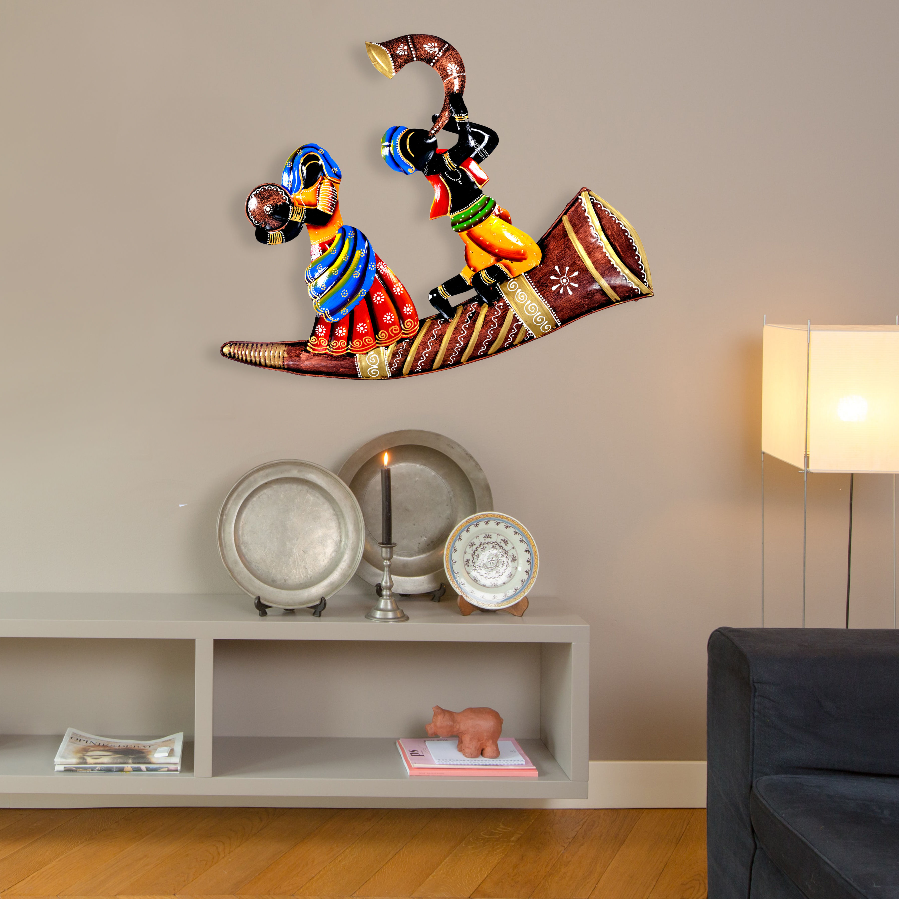 Craftowl Metal Musician Tribal Wall Hanging for Home Decor
