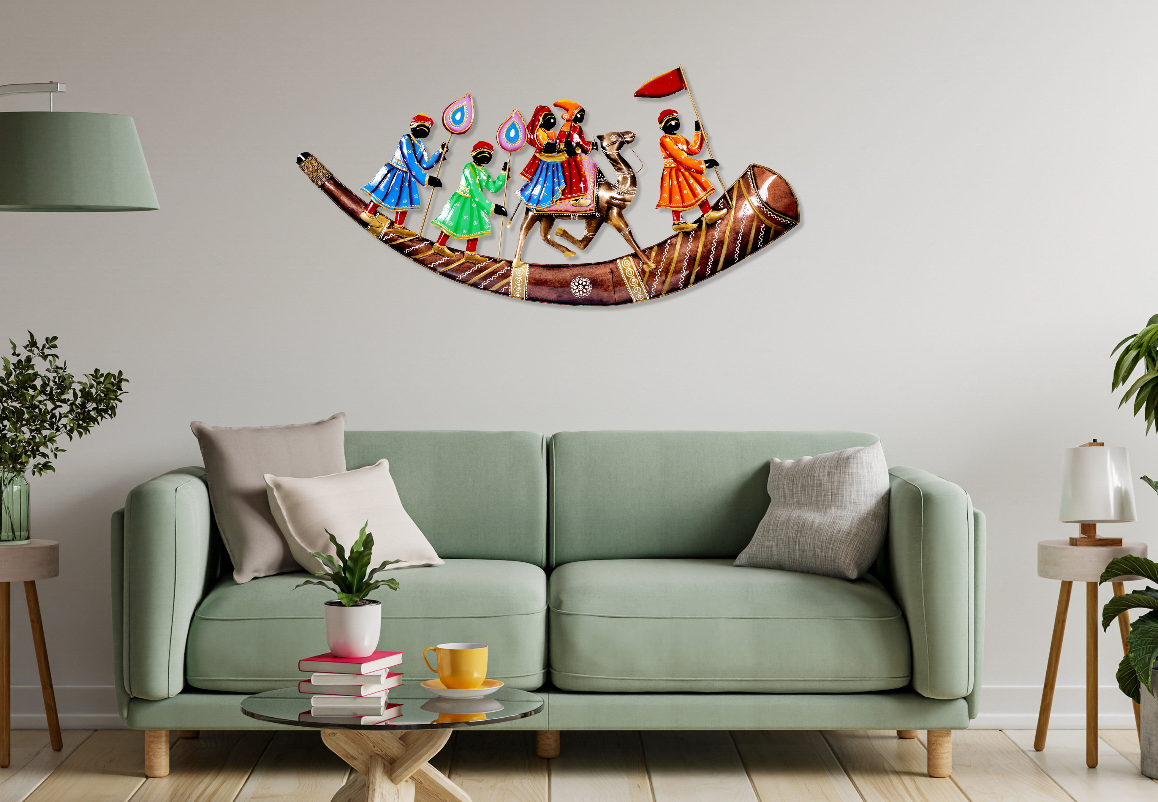 Craftowl Metal Musician Rajasthani Camel Baraat Wall Art Tribal for Home Decor