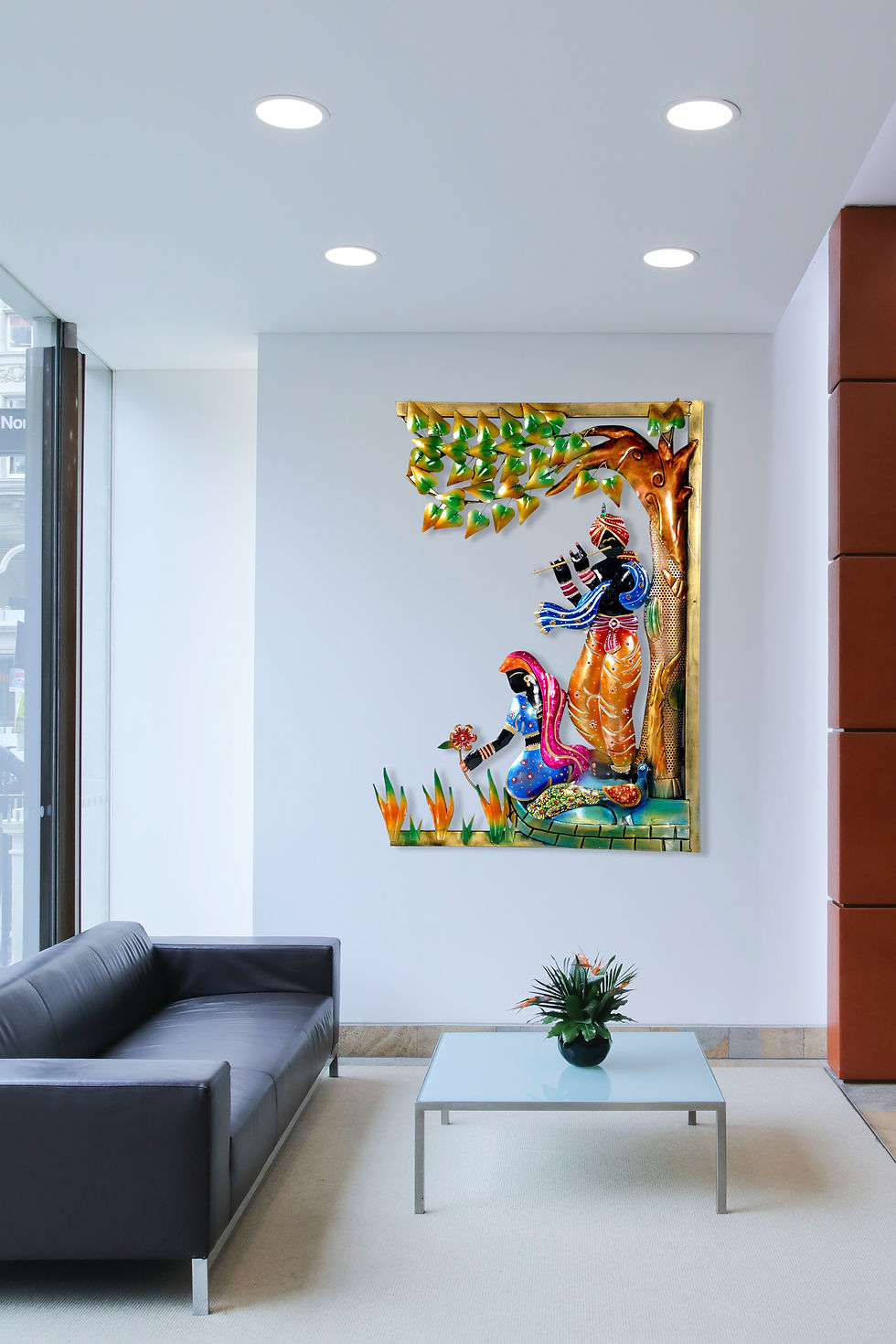 Thumbnail: Craftowl Metal Radha Krishna Tree Frame Wall Art for Home Decor