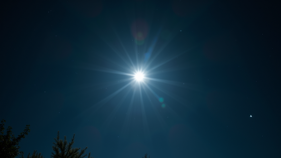 Eye-level view of a bright star shining in the night sky
