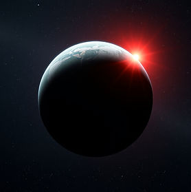 realistic image of a habitable planet orbiting a red star in space.jpg