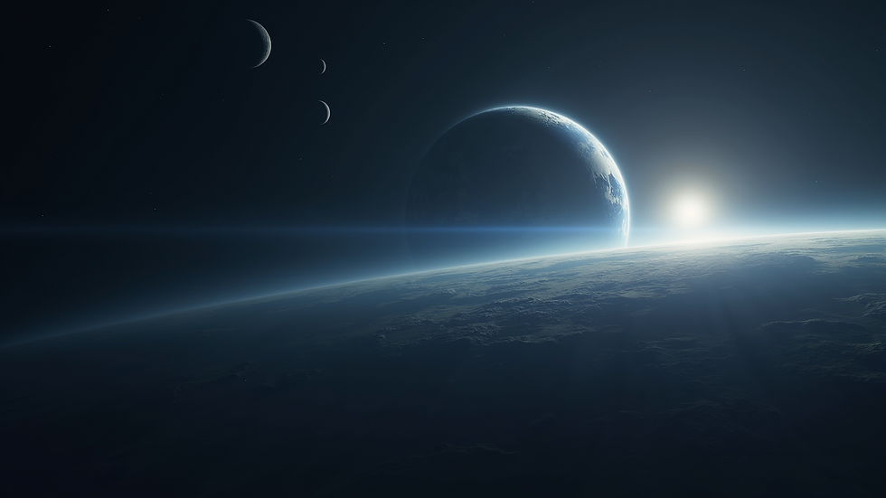 Close-up view of a distant planet in the night sky