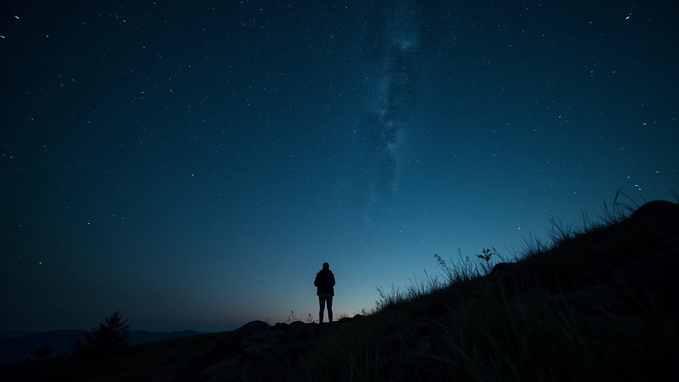 High angle view of the night sky filled with stars