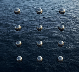 silver metallic ufo cubes in formation