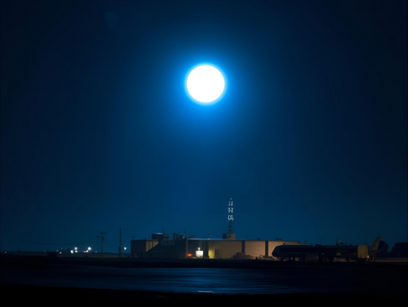 Depiction of a glowing UFO orb over Vandenberg Air Force Base