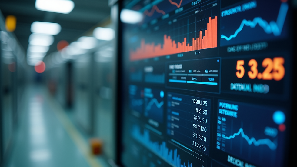 Close-up view of a manufacturing control panel displaying real-time data