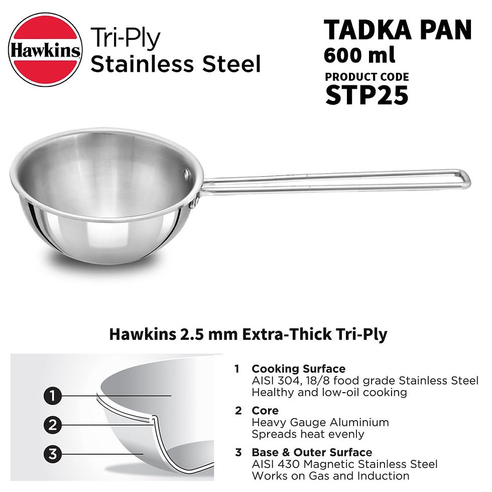 Thumbnail: Hawkins Triply Stainless Steel Tadka Pan for Indian Seasoning and Spice Roasting