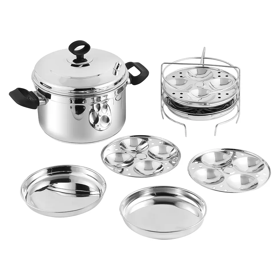 Vinod Stainless Steel Multi Steaming Cooker - 4 Rack Idli & Dhokla Plates