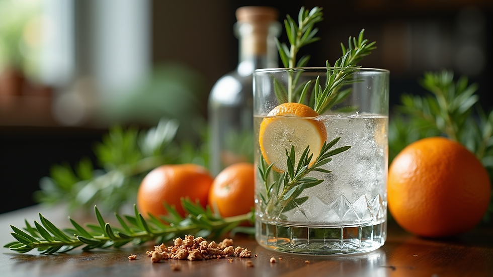 Close-up view of botanicals used in gin production