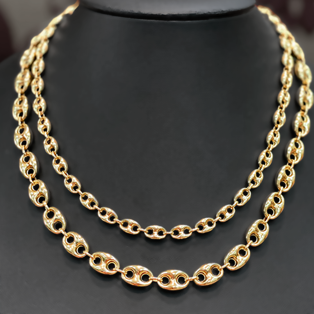 14k yellow gold puffed Gucci mariner link chain in two widths from Cardow Jewelers, St. Thomas USVI.