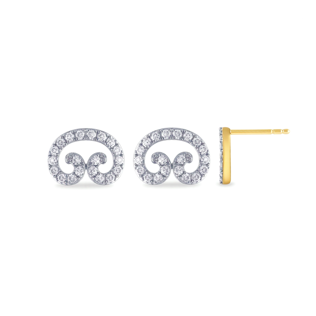 14K Gold Caneel Petroglyph DiamondStuds | St. John petroglyph