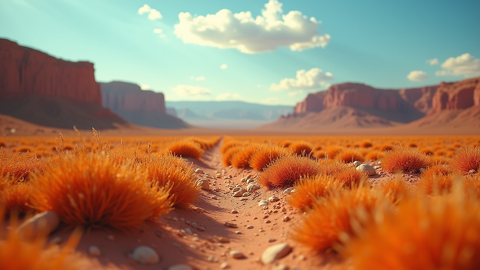 Eye-level view of a vibrant landscape representing the land of Resonantia