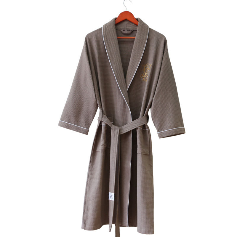 Miniatura: Classic Terry Cloth Bathrobe 100% Long Sleeve v Neck Cotton Hotel/Spa Robes