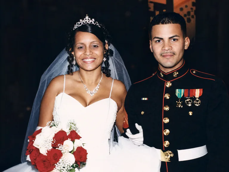 Layssa Ivette Jimenez beside her husband on their wedding day