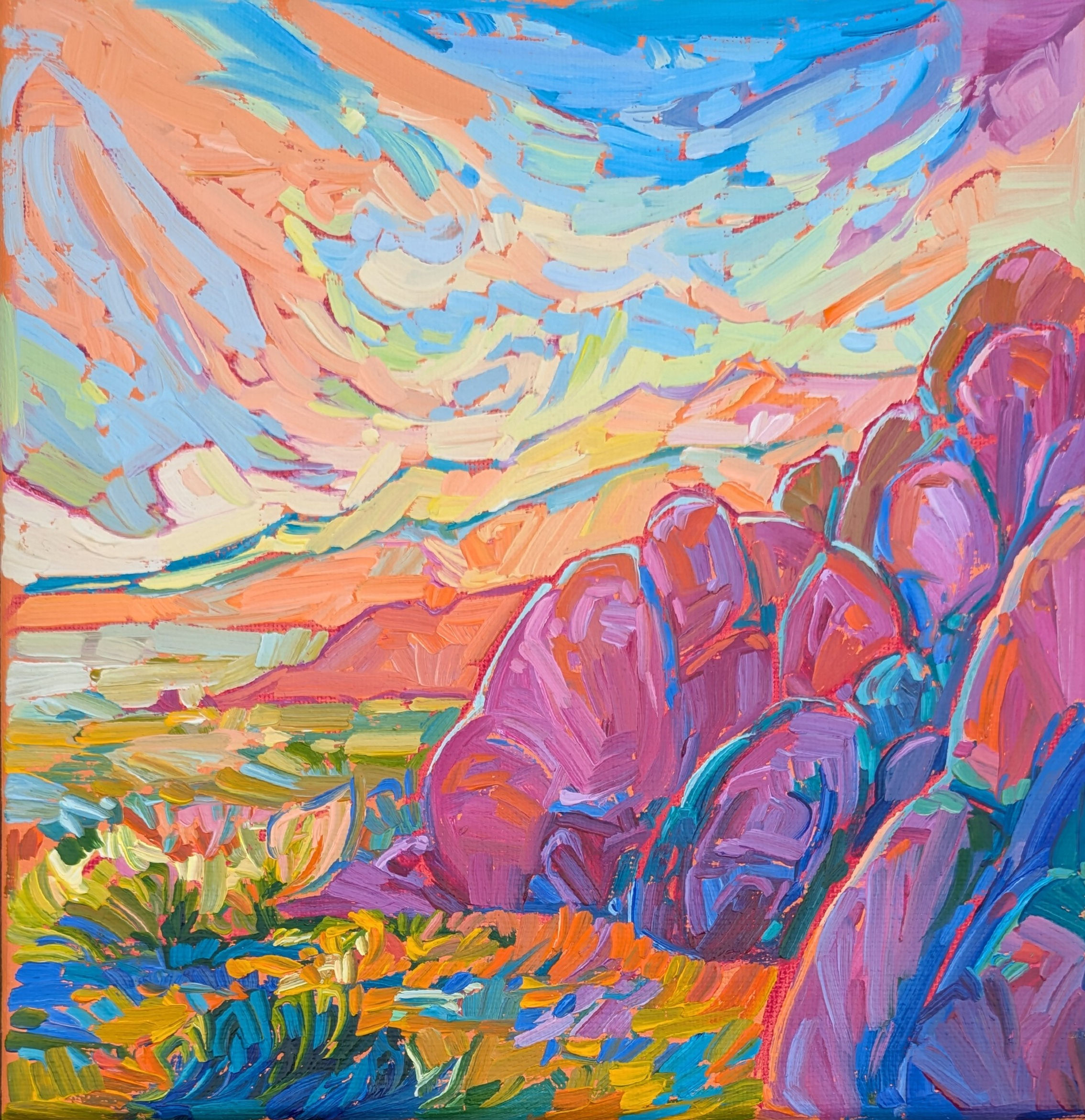 vibrant art, happy art, Van Gogh, Coastal art, Dr Seuss Art, uplifting art, cheerful art