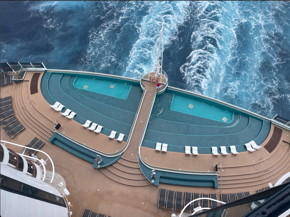 View of overlook on the back of the MSC cruise ship