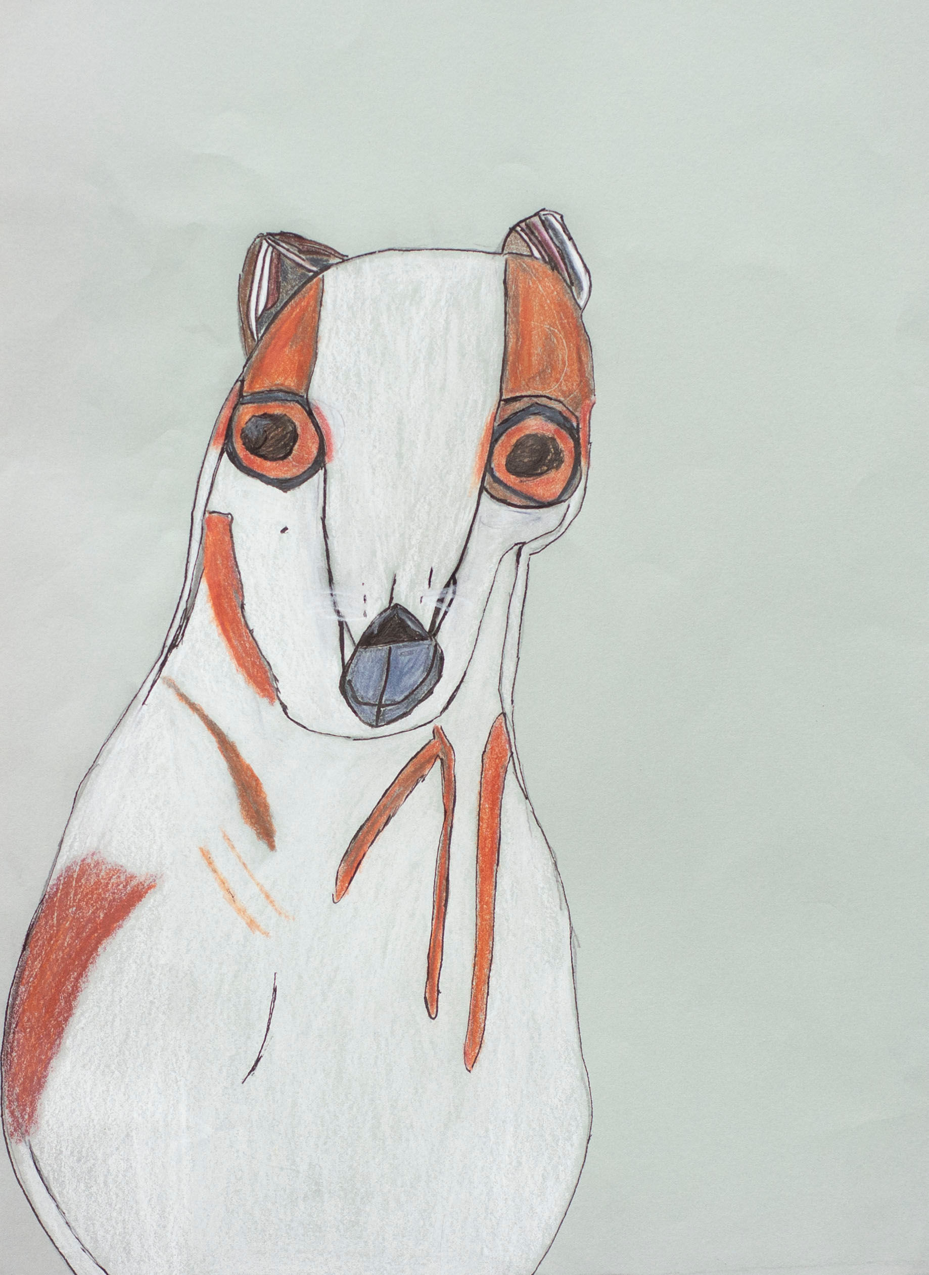 Queso Schneider, a white and orange animal drawing by Jean Coury
