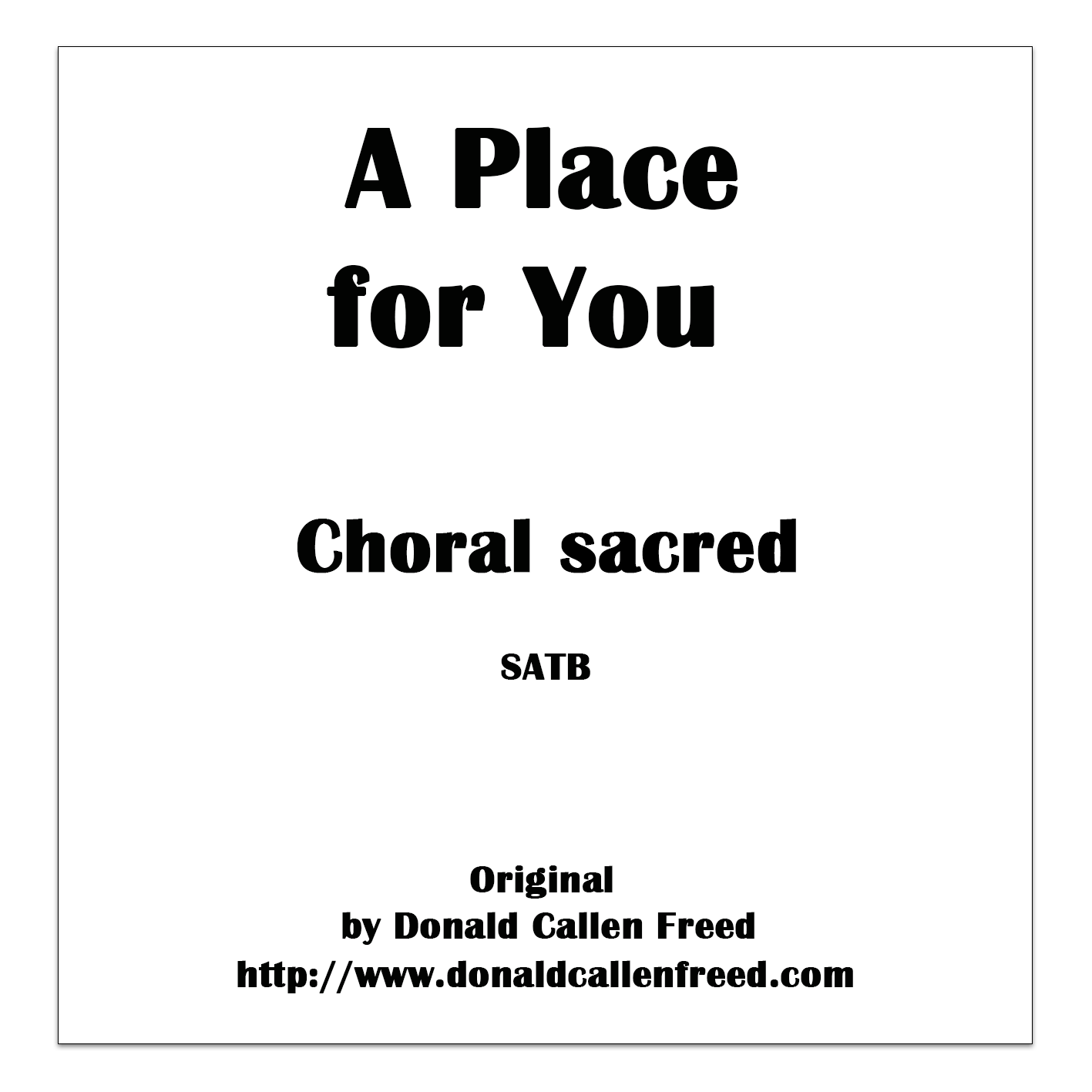 A Place for You SATB