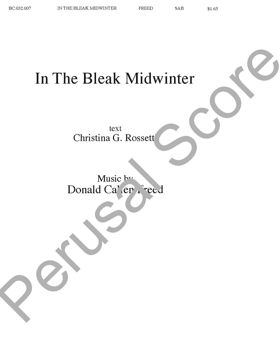 Thumbnail: In The Bleak Midwinter SAB