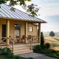 wood paneled house exterior Beige
