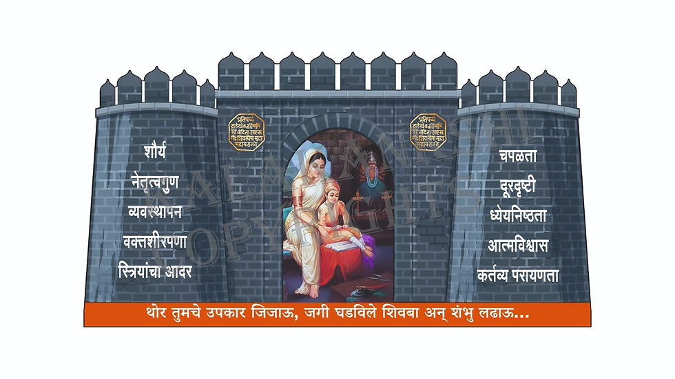 Thumbnail: Jijamata-shiavaji-sambhaji maharaj magnet with stand