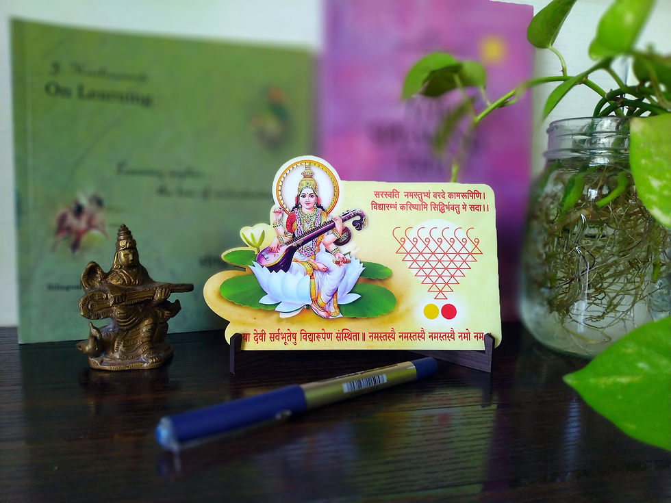 Thumbnail: Saraswati Devi Yantra fridge magnet with stand