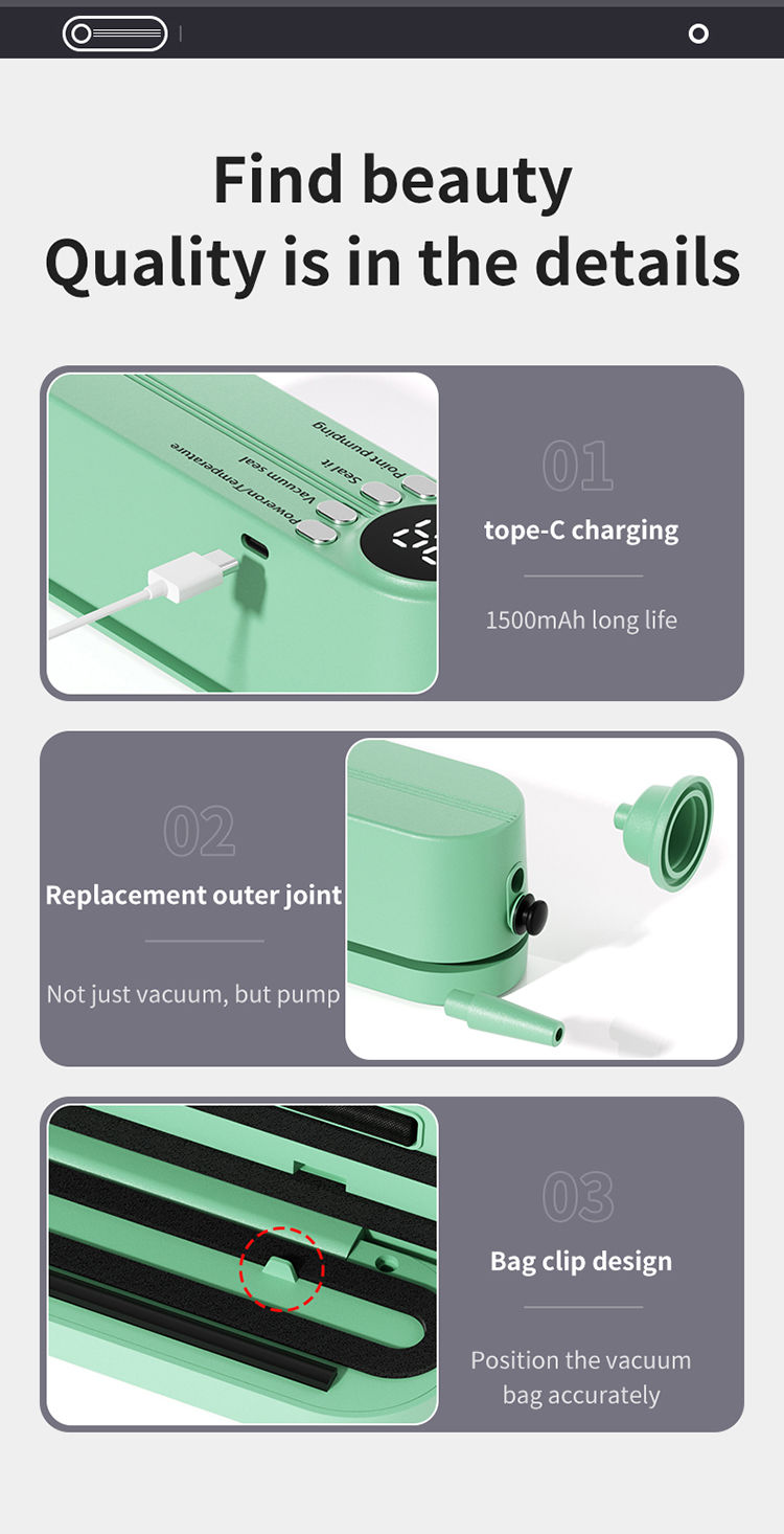 Miniatura: Mini Vacuum Sealer with USB-Rechargeable Portable Wireless ，Dry/Moist Food Pre