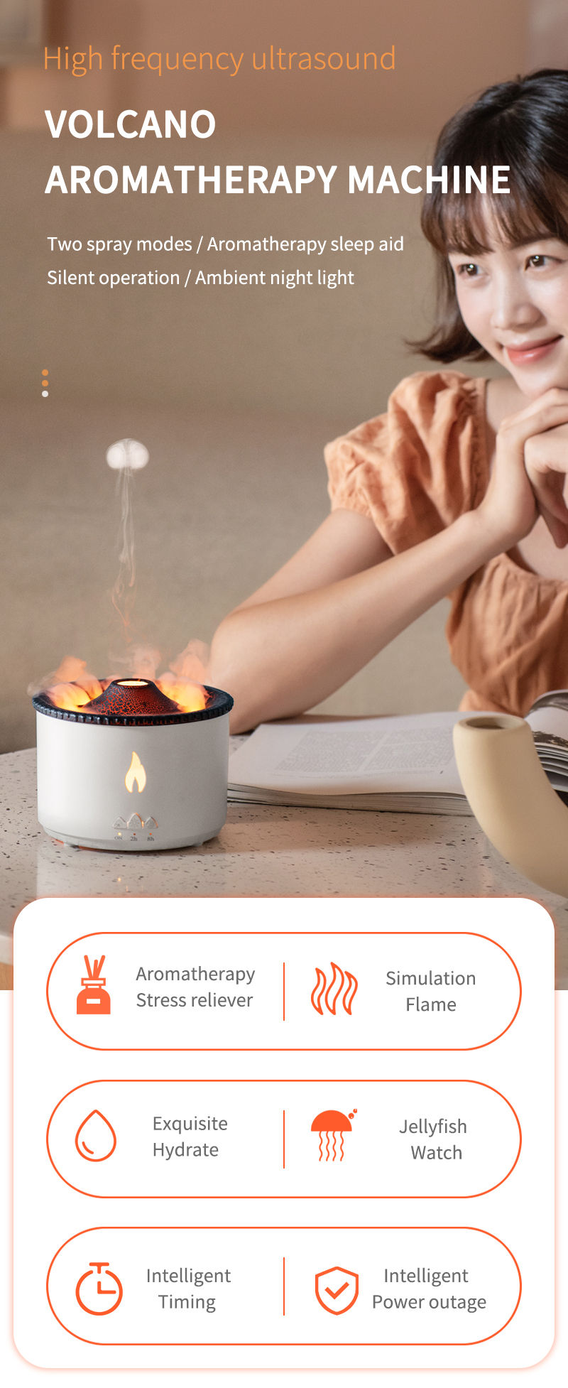 Miniatura: Jellyfish Smoke Ring Aroma Diffuser Creative Volcanic Air Humidifier Aromatherap