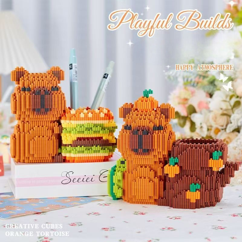Miniatura: Capybara Building Block Pen Holder Panda Desk Organizer for Office Supplies Cosm