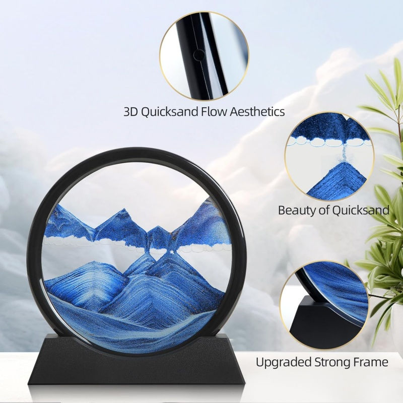 Miniatura: 3D Hourglass Quicksand Moving Sand Art Picture Round Glass Deep Sea Sandscape Cr