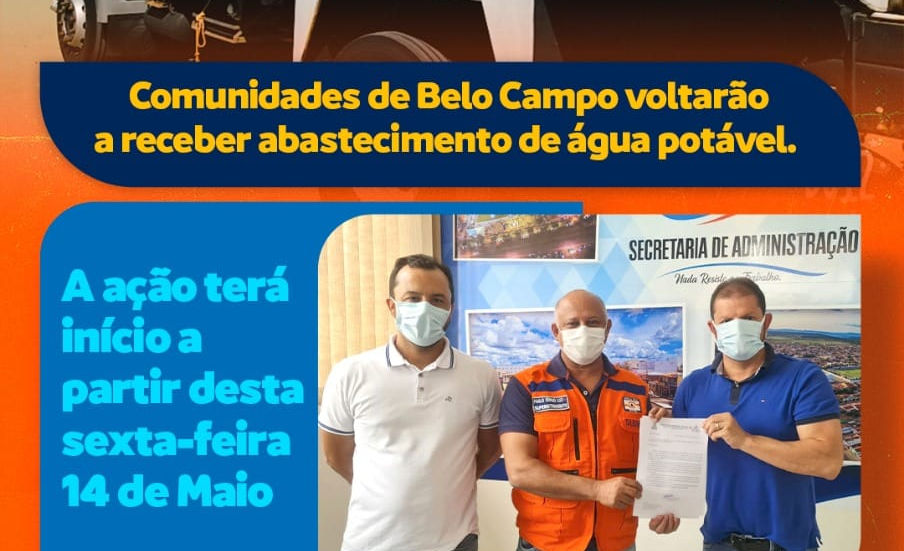 COMUNIDADES DE BELO CAMPO VOLTARÃO A RECEBER ABASTECIMENTO DE AGUA POTÁVEL