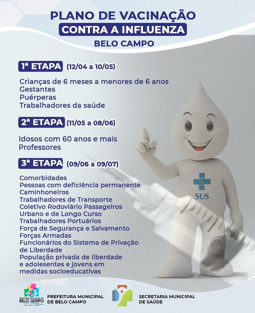 PLANO DE VACINAÇÃO CONTRA A INFLUENZA - MANTENHA SUA VACINAÇÃO EM DIA!
