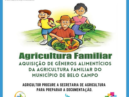 SECRETARIA DE AGRICULTURA REALIZA CHAMADA PÚBLICA DO PNAE PARA AQUISIÇÃO DE GÊNEROS ALIMENTÍCIOS.