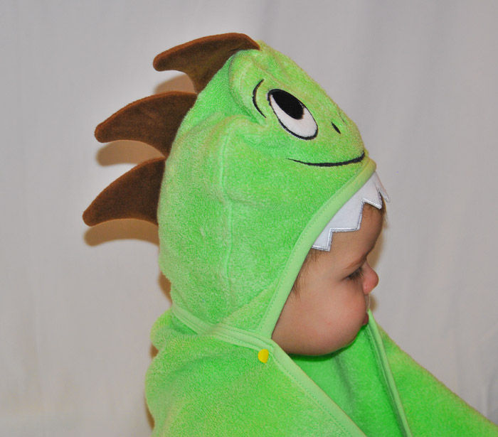 Thumbnail: Dino Hooded Cotton Turkish Towel: Baby