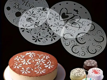 Décoration gâteau pochoir lot de 4 – Pochoirs pâtisserie faciles pour desserts réussis | LC France