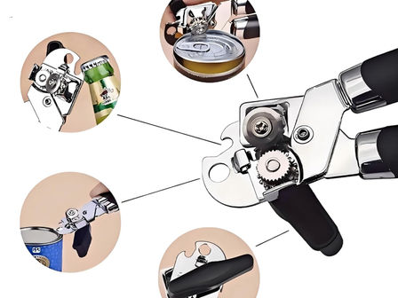Ouvre-boîte multifonction en acier inoxydable avec ouvre-bouteille manuel