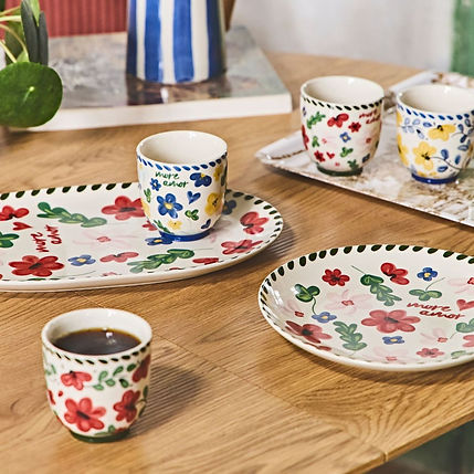 Création de motifs floraux et vaisselle collection Festa — Sema Design AH2024, direction artistique éclAure création
