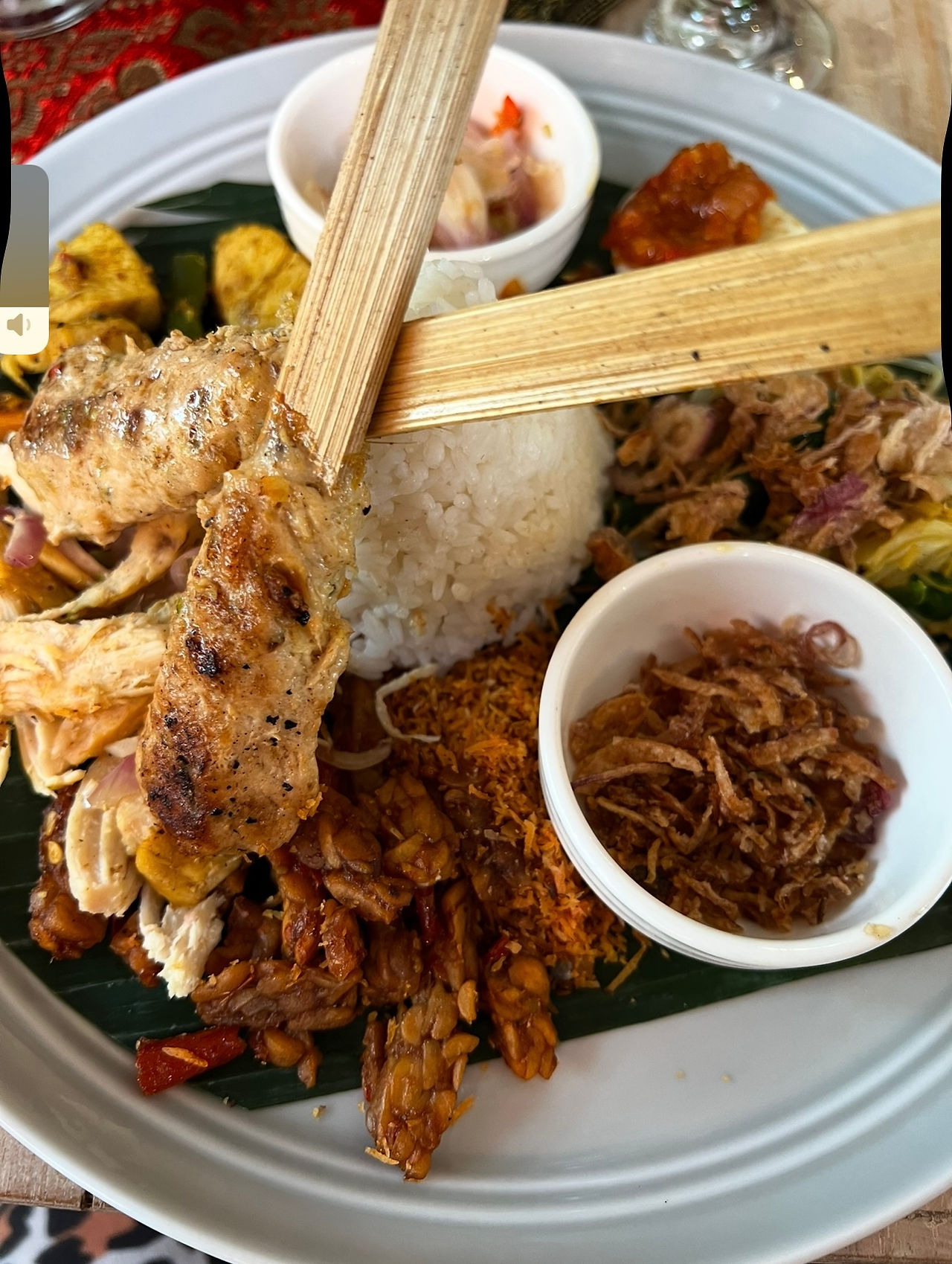 Try local Indonesian dish Nasi Campurwhen in Uluwatu Bali