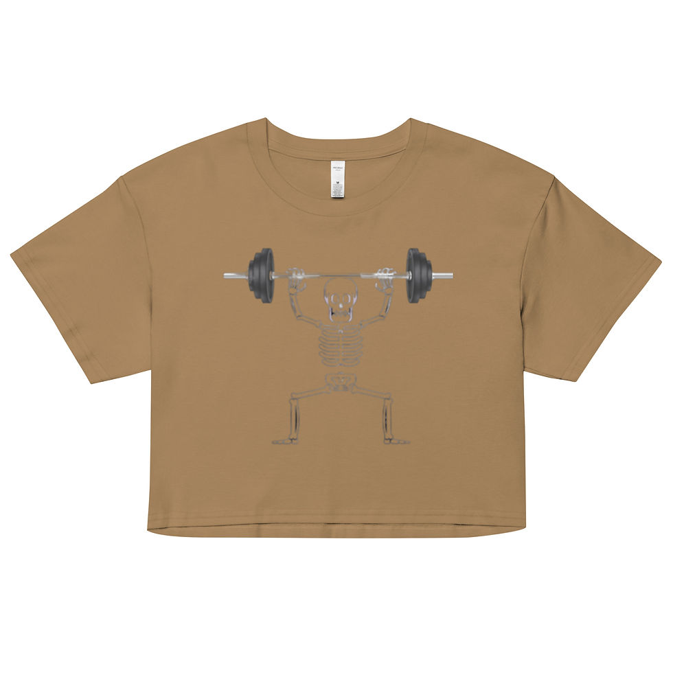 Thumbnail: Weight Lifting Skeleton Halloween Crop Top