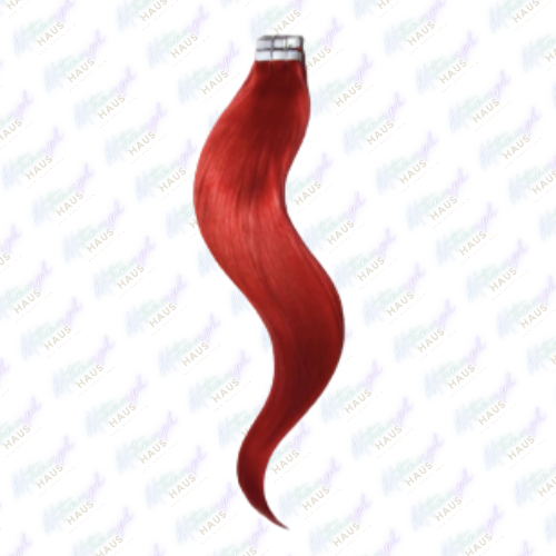 Bright Red Tape In Hair Extensions