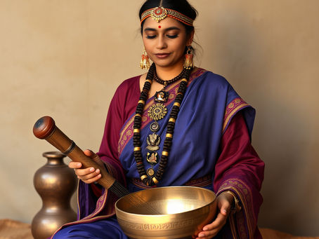 “Practitioner performing sound healing therapy with Tibetan bowls for deep relaxation, energy balance, and mental wellness across the world”