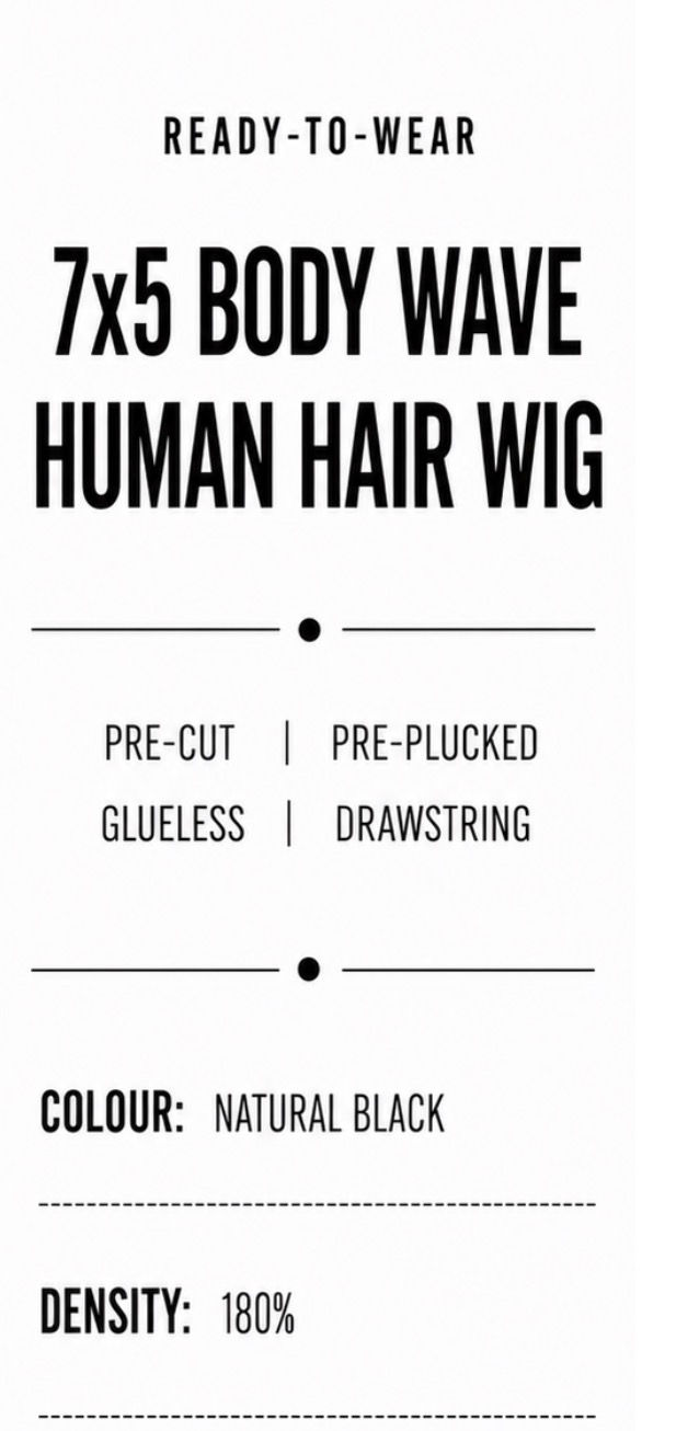 Thumbnail: 7 x 5 Ready to Wear Body Wave Natural Black