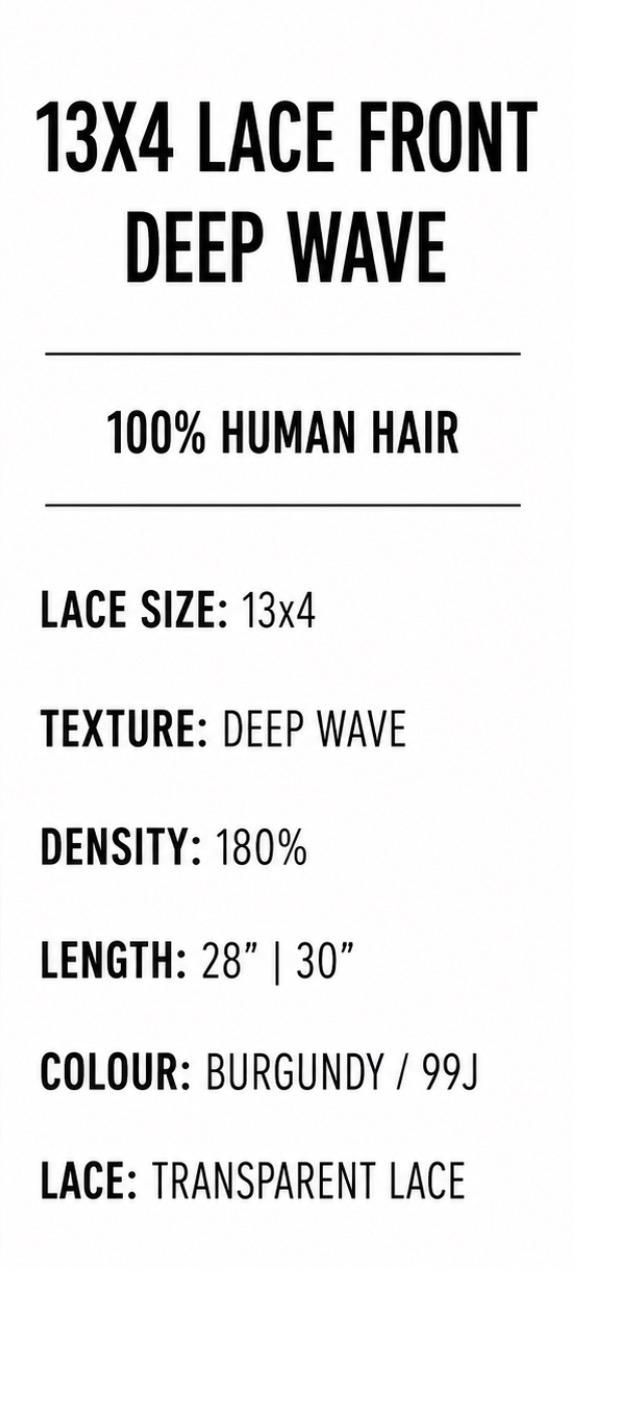 Thumbnail: 13 x 4 Lace front Deep Wave # Burgundy / 99J 