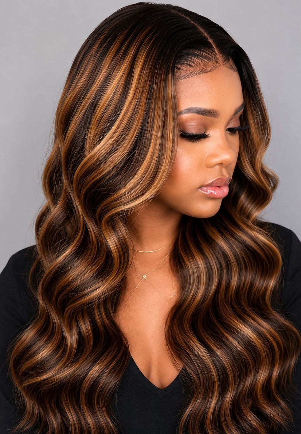 Thumbnail: 7 x 5 Ready to Wear Body Wave Ombre Brown Highlights