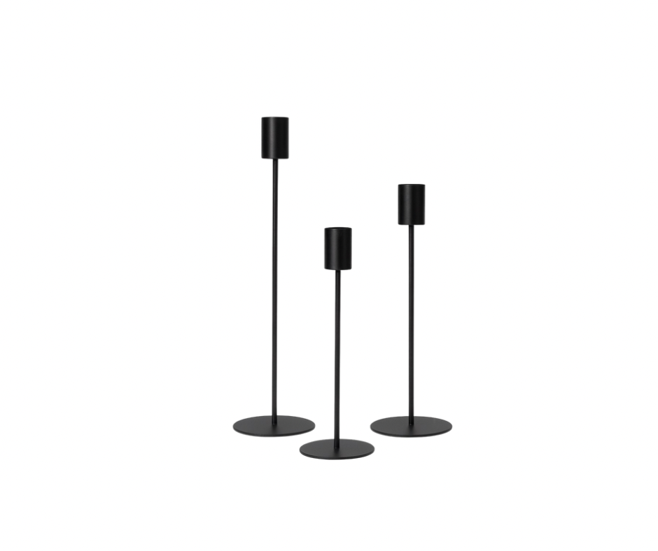 Kerzenständer-Set in Schwarz – 3 Größen