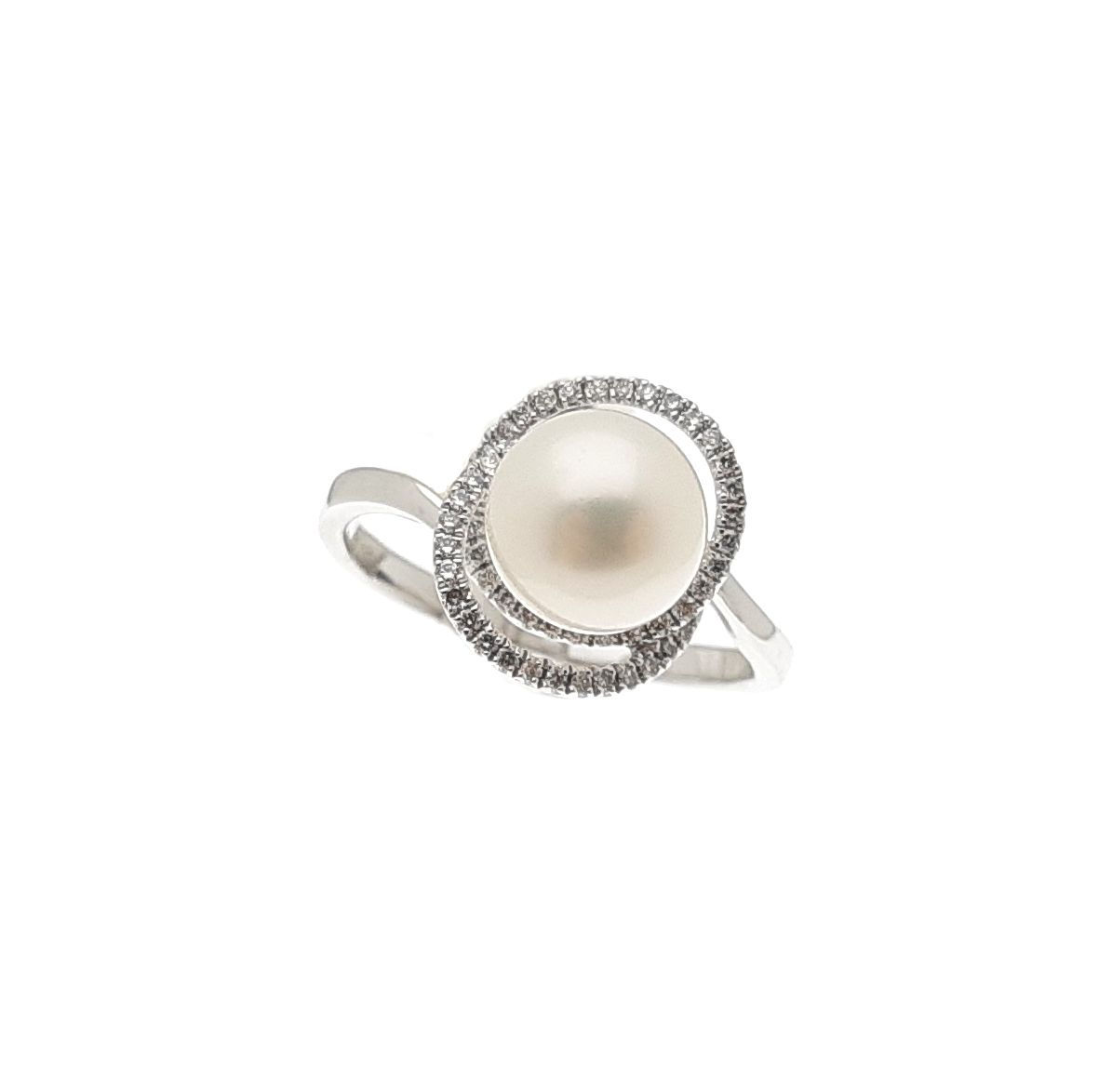 Bague or blanc Perle et Diamants