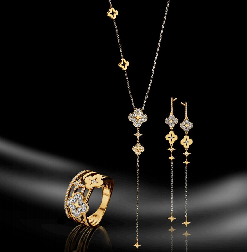 Miniature : Boucle d'oreille or jaune et or blanc diamants