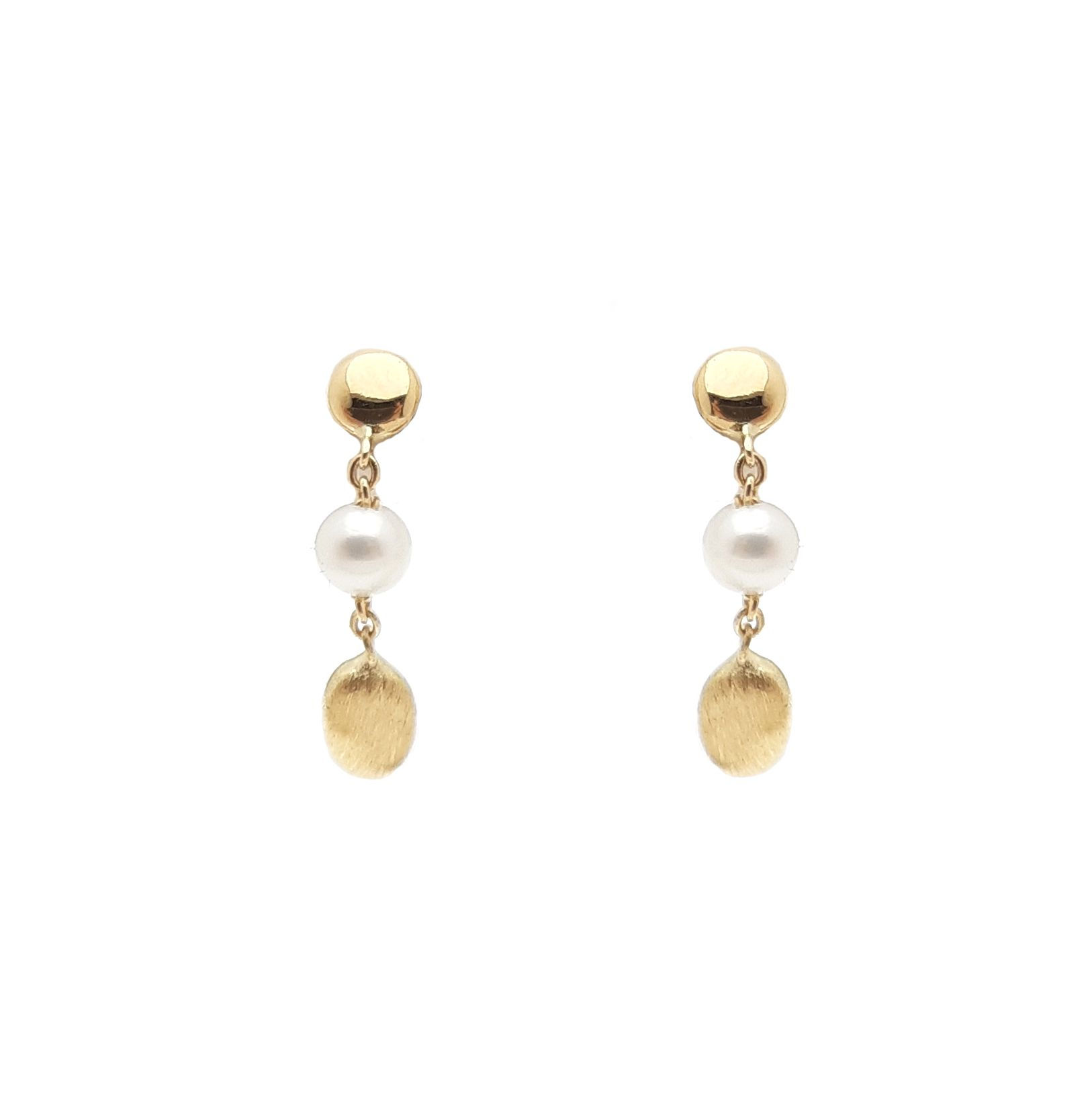 Boucles d'oreilles or jaune perles
