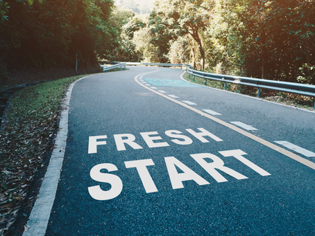 a road with fresh start painted on it
